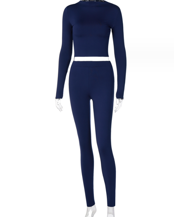 Solid Color Slim Long Sleeve Breathable Trend Sports Suit