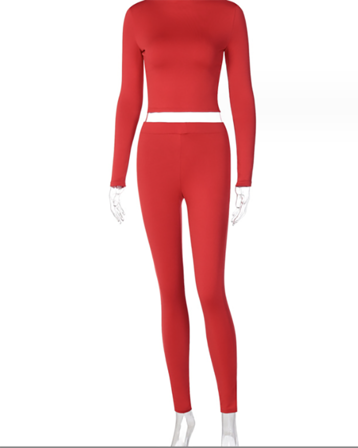 Solid Color Slim Long Sleeve Breathable Trend Sports Suit