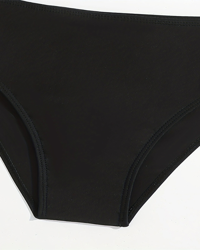 Ruffles Leopard Sling Top High Waist BottomTwo-piece Swimsuit Kid Swimwear Black 140-170