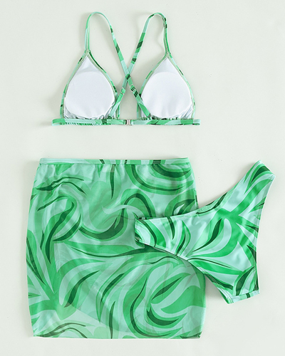 Popular Tie Dye Cover Skirt Girls Bikini Kid Swimwear Green 8-14 Years Old