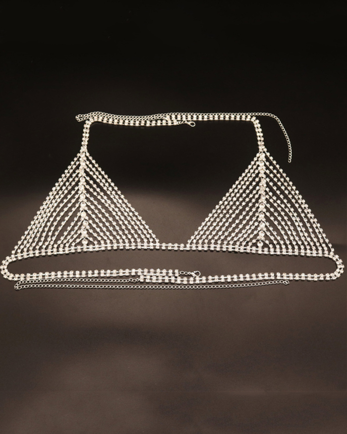Shining Sexy Tassel Rhinestone Bikini Sets Body Chain Gild Silvering