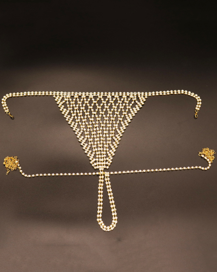 New Rhinestone Bikini Sexy Night Club Body Chain Set Gild Silvering