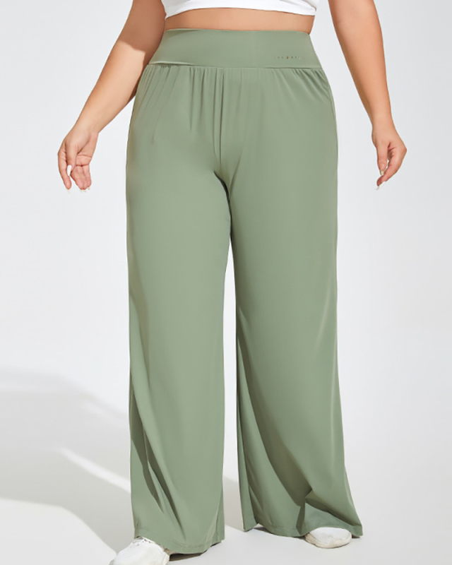 High Waist Wide Leg Women Quick Dry Sports Plus Size Yoga Pants XL-4XL