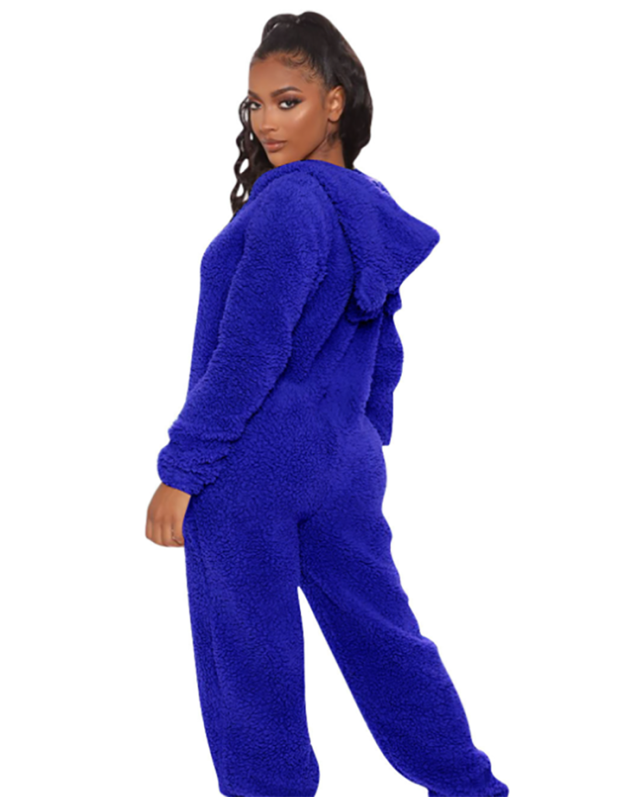 Casual Sweet Vacation Home Wear  Hoodie Jumpsuits