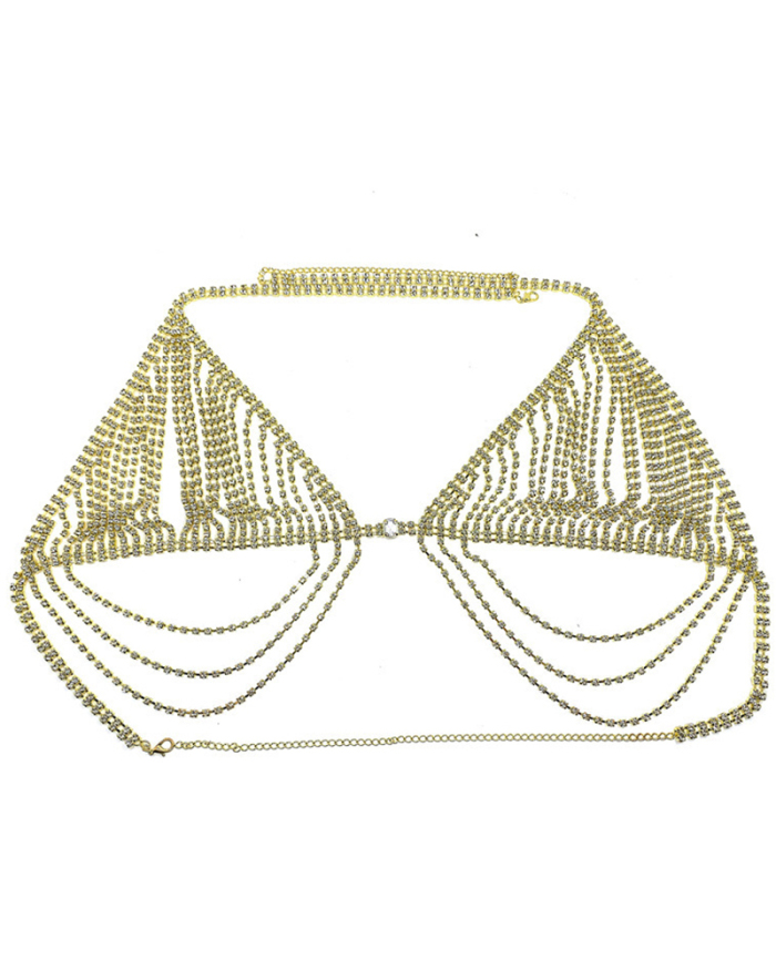 Sexy Fashion Shining Rhinestone Bikini Sets Body Chain Gild Silvering