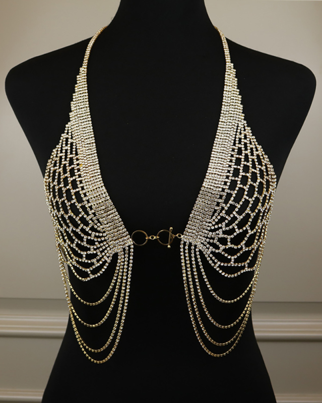 Luxury Shining Tassel Culb Rhinestone Sexy Body Chain Gild Silvering