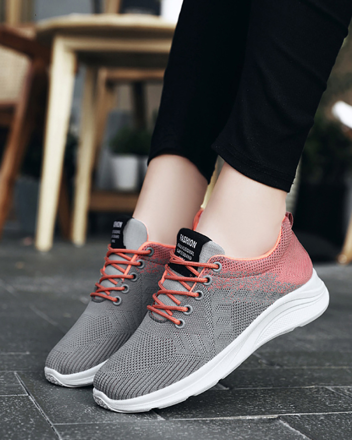 Hot Sale Women's Stylish Colorblock Shoes Sneakers Black Gray Black Rosy 36-41