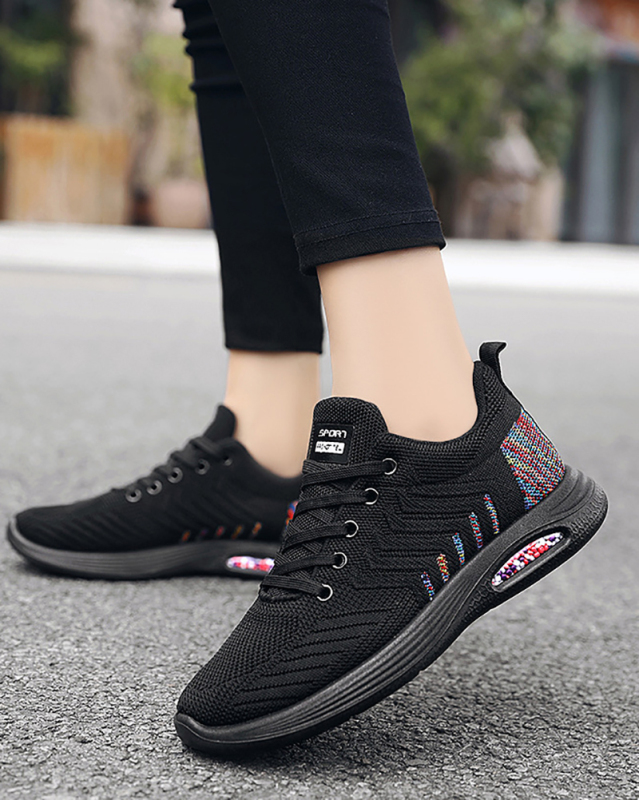 Newest Women Colorblock Knitting Sports Soft Sneakers Pink Black Purple 36-41