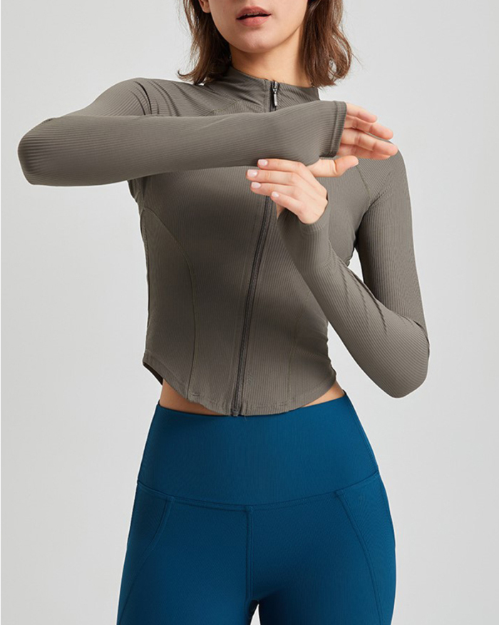 Long Sleeve Shape Casual Running Fitness Coat S-XL