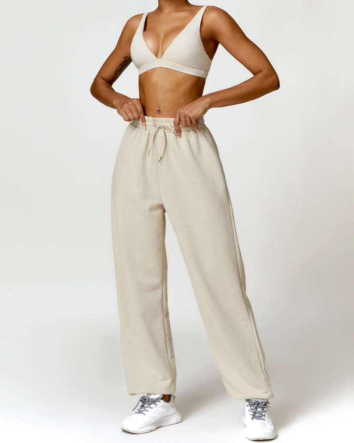 Popular V Neck Bra Fitness Sweatpants Yoga Two-piece Sets S-L