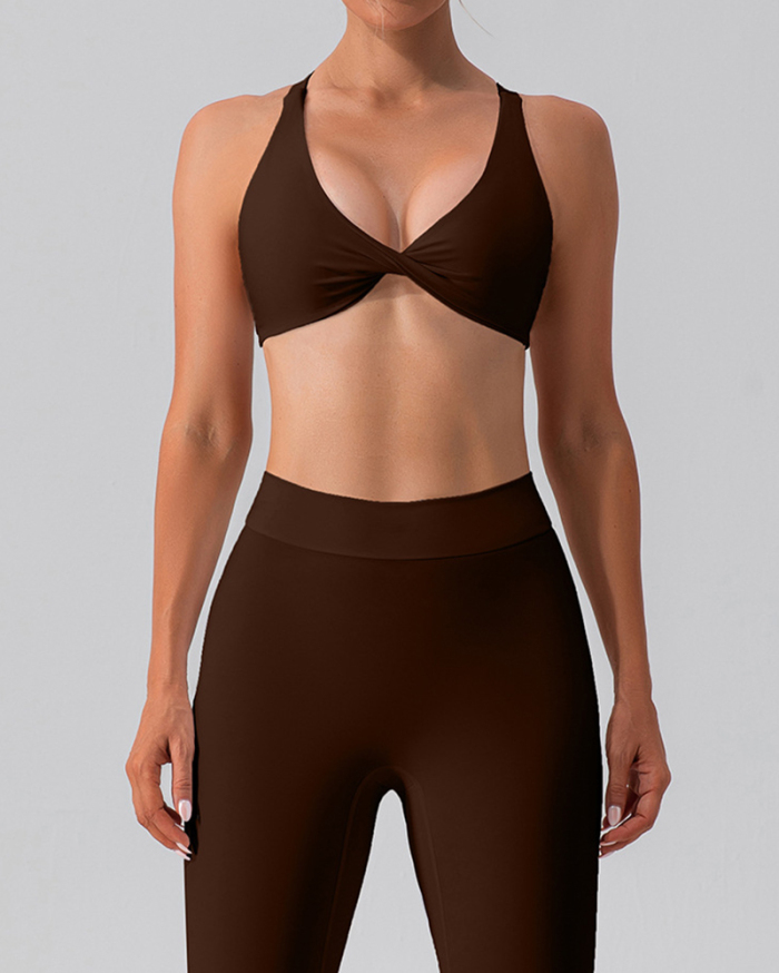 Woman V Neck Quick Dry Sports Yoga Bra S-XL
