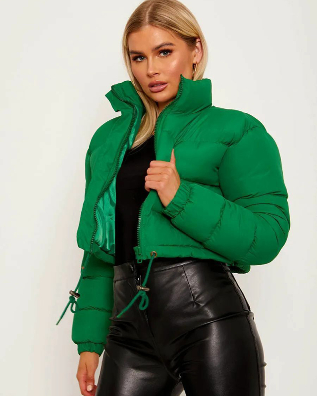 Women Popular Solid Color Long Sleeve Bread Jacket Down Cotton Jacket S-L