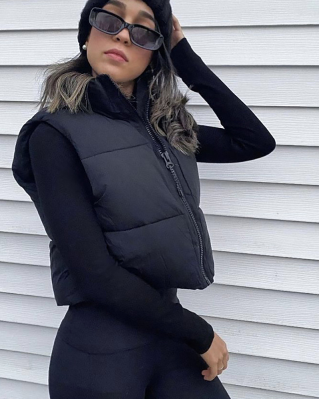 Women Solid Color Classical Sleeveless Short Jackets XS-XL