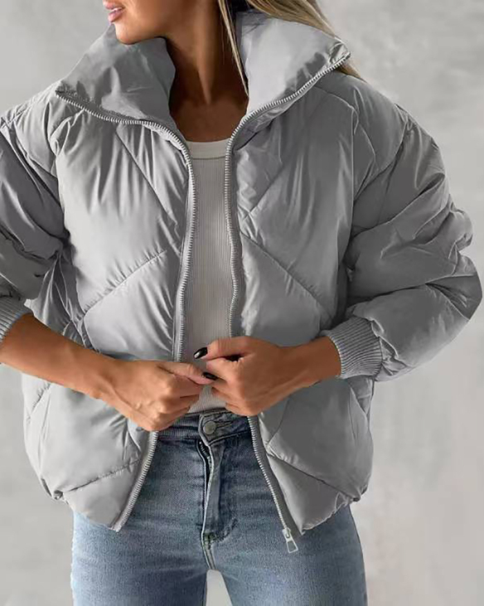 Winter New Long Sleeve Zipper Stand Collar Casual Jackets S-XL