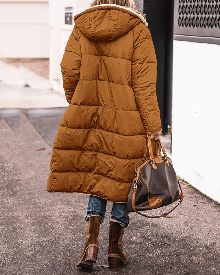 Women Elegant Long Sleeve Hoodies Fleeces Slim Winter Warm Long Coats S-2XL