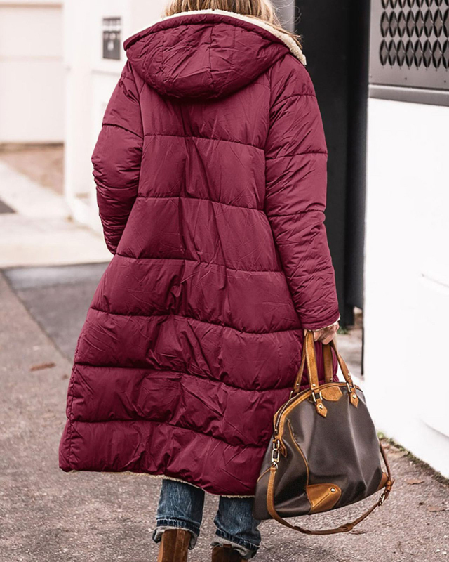 Women Elegant Long Sleeve Hoodies Fleeces Slim Winter Warm Long Coats S-2XL