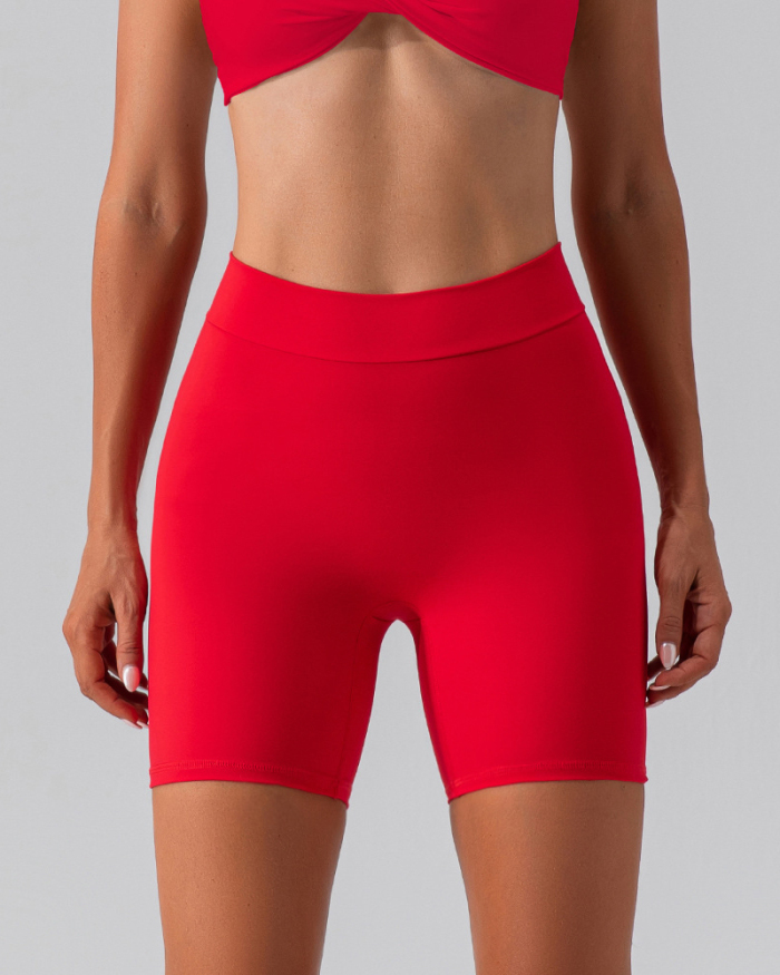 High Elastic V Back Waist Hips Lift Running Sports Shorts S-XL