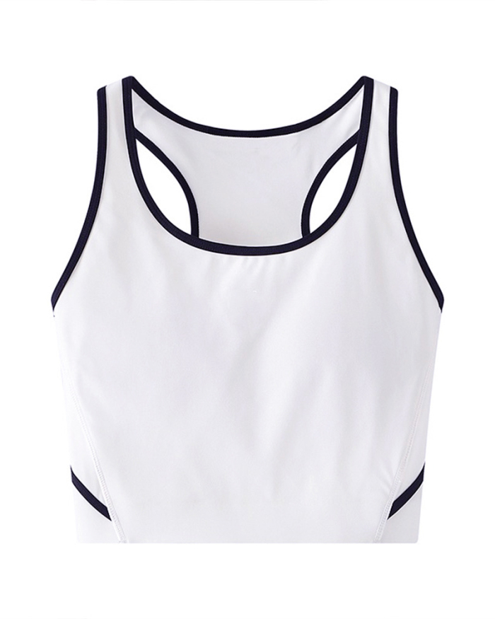 Colorblock Backless Sleeveless Pad Vest White Black S-L