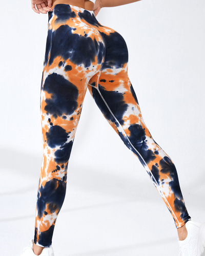 New Color Hot Sale Tie-dye Yoga High Waist Pants S-L