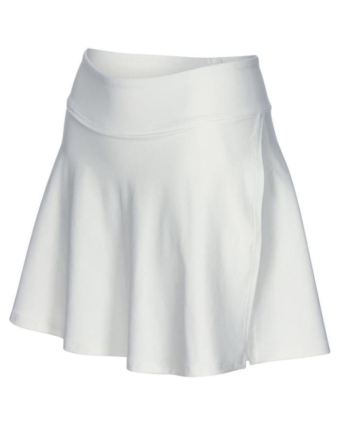Women Hot Lined Pocket Fitness Tennis Skirts S-L