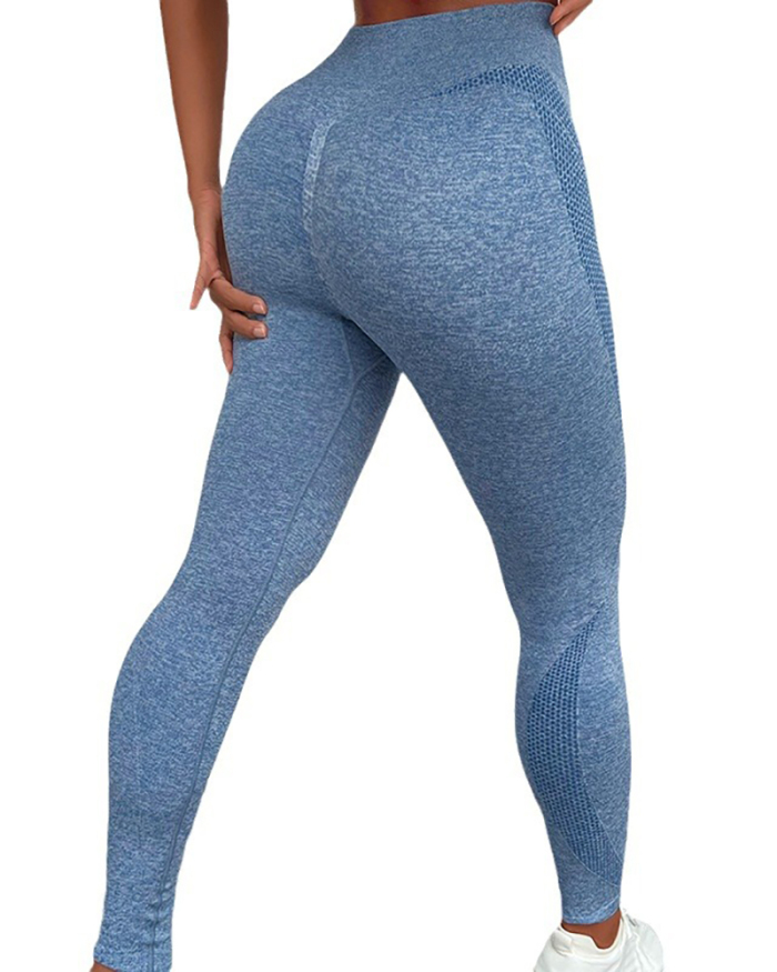 Women Hips Lift Yoga High Waist Yoga Pants Blue S-L