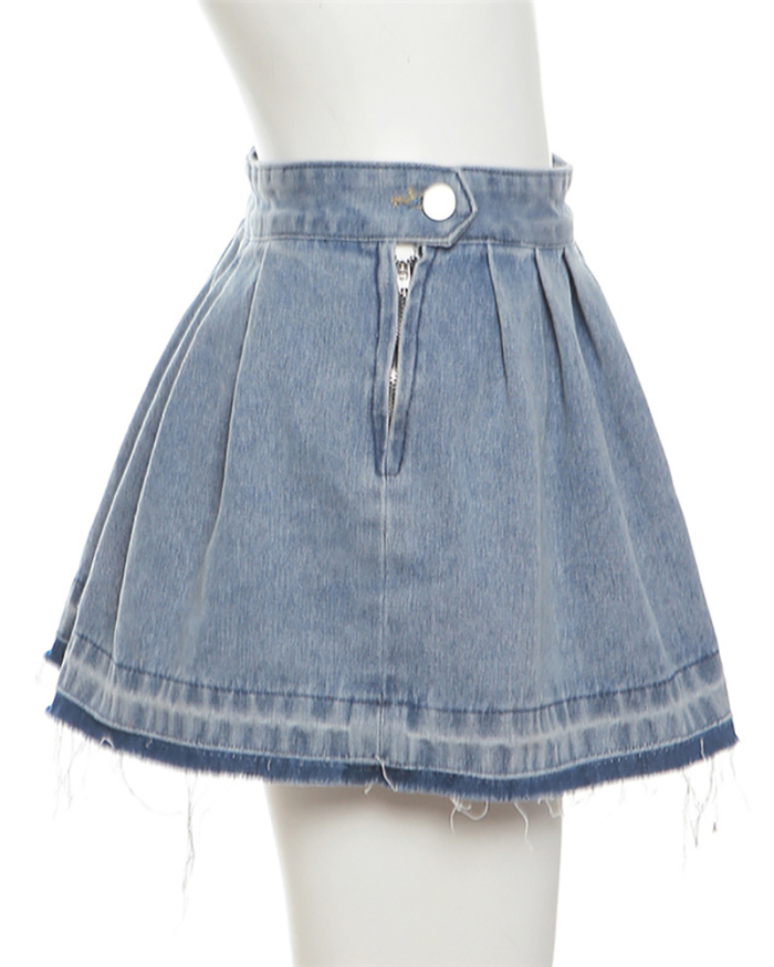 Jean Blue Y2K Style Short Skirt S-L