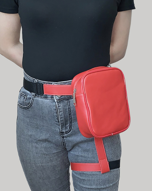 Y2K Fashionable Leg Bag Cool Fanny Pack Outdoor Hiking Motorcycle Embroidered Thread Leg Bag
