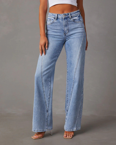 Wide Leg Women Comfort Wholesale Jean Pants S-2XL