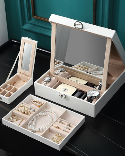Jewelry box European style with lock jewelry organizer jewelry collection box watch necklace bracelet organizer box
