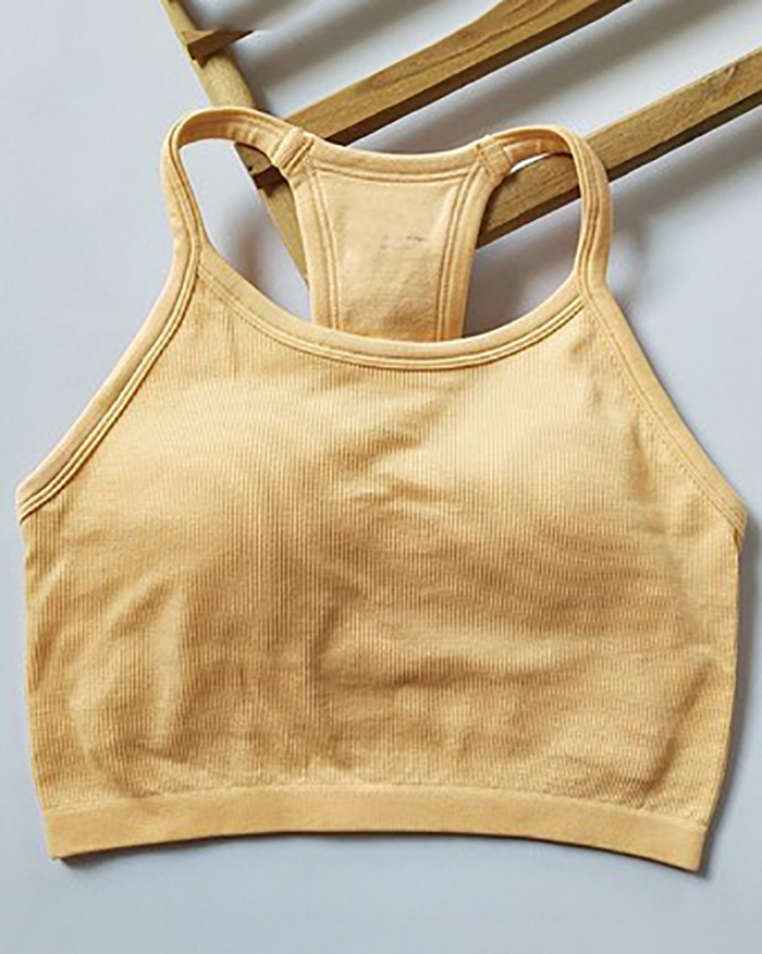 Women Halt Neck Fitness Tie Dye Sports Vest With Pad S-L