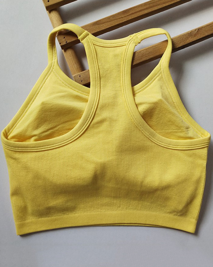 Women Halt Neck Fitness Tie Dye Sports Vest With Pad S-L