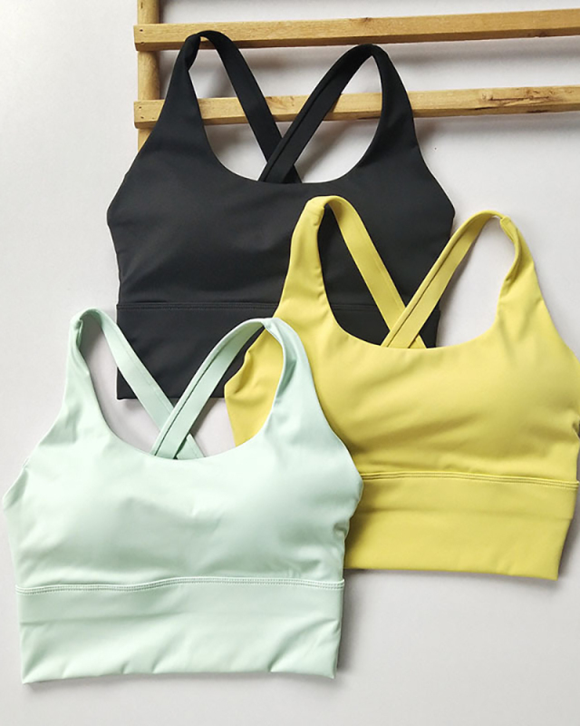 Women Cirss Cross Solid Color Sports Yoga Bra S-XL