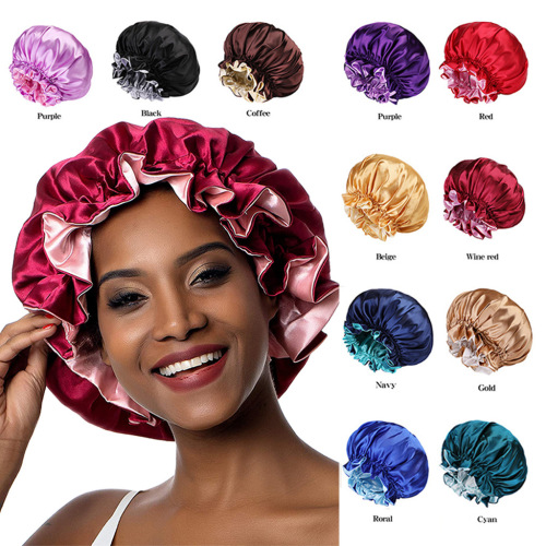 Double Layer Satin Bonnet for Sleeping and Makeup