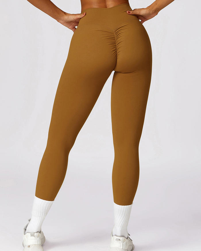 Solid Color Quick Dry High Waist Fitness Running Sports Slim Yoga Pants S-XL