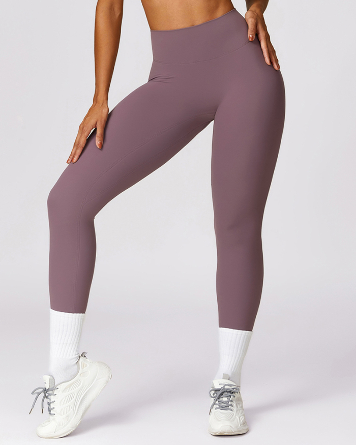Solid Color Quick Dry High Waist Fitness Running Sports Slim Yoga Pants S-XL