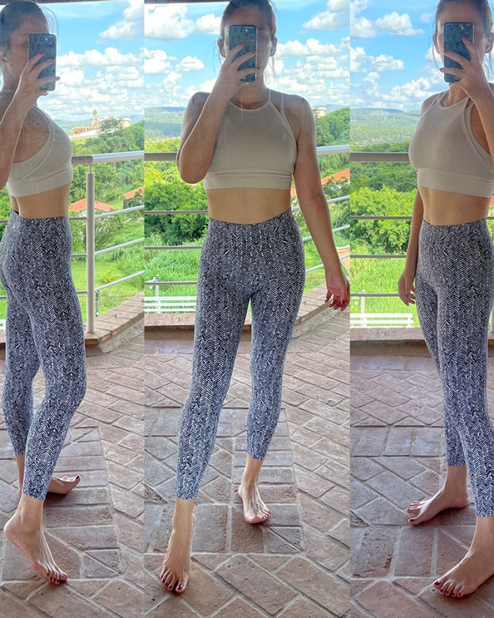 Fitness High Waist Quick Dry Printed Butterfly Rose Striped Colorblock Sports Pants Leggings S-L