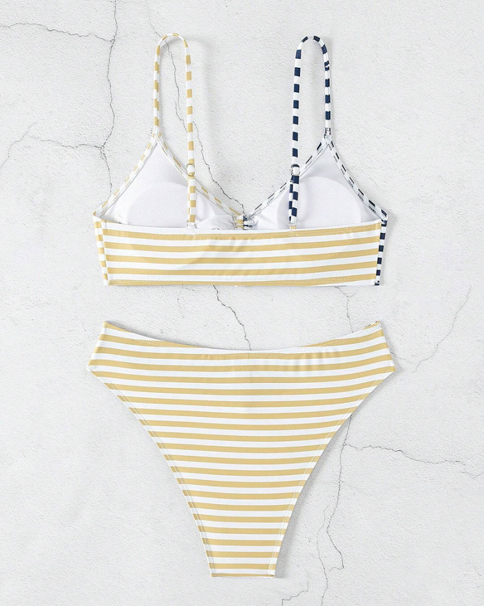Stripe Women High Waist Two Piece Swimsuit S-XL