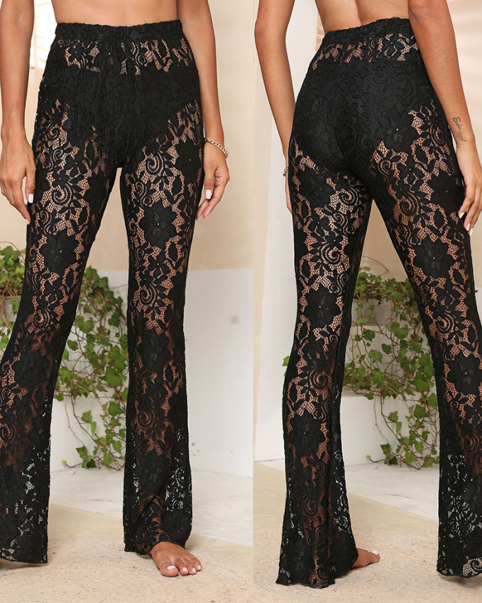 Lace Up Black See Through Beach Pants