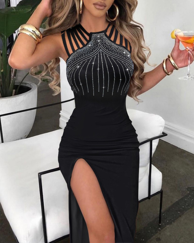 Sleeveless Women High Cut Evening Dress S-3XL