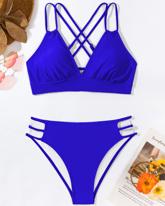 Solid Color Beach Swimwear Bikini S-XL