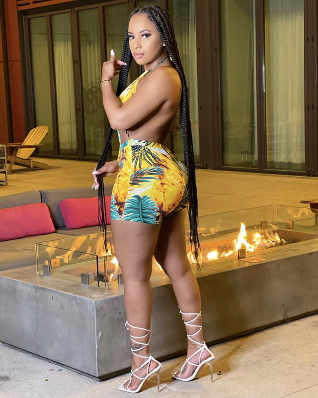Open Back Printed Women Short Summer Jumpsuit S-XXL