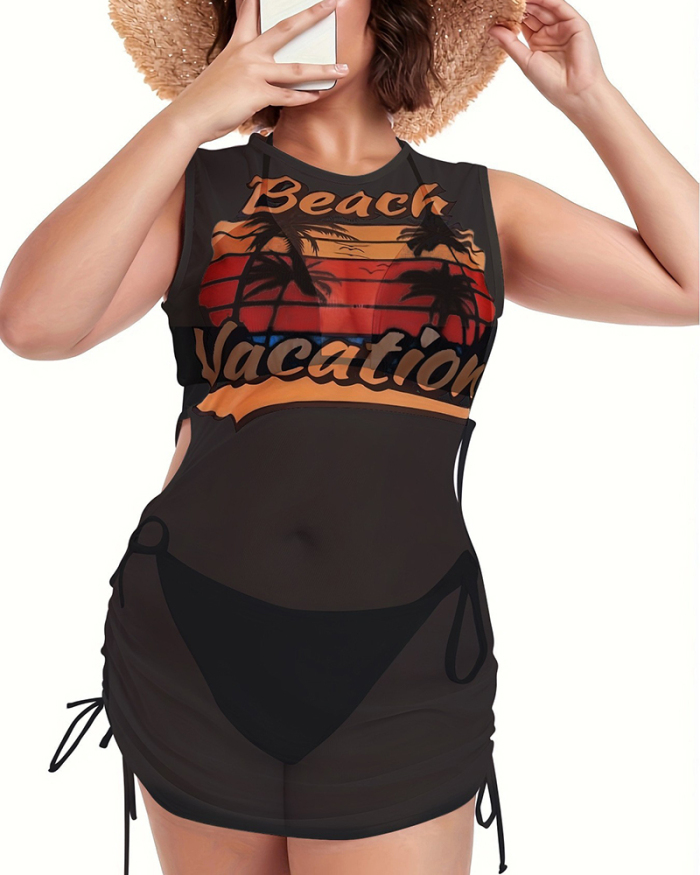 Plus Size Beach Vacation 3 Piece Set Swimwear XL-5XL