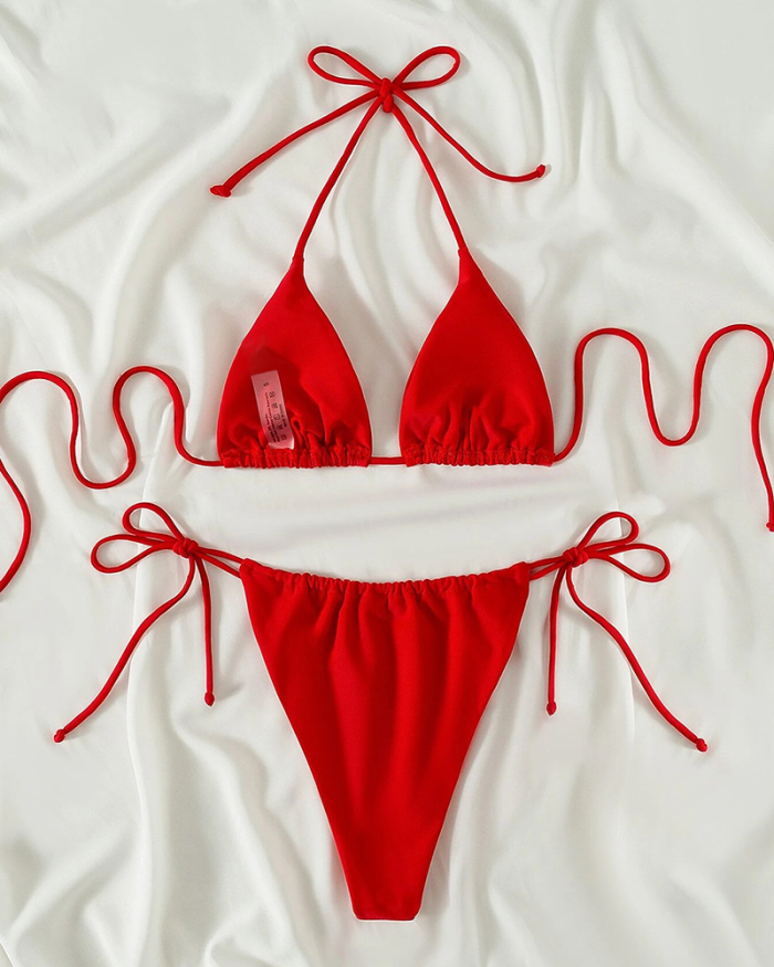 Summer Basic Sexy Bikinis Two-piece Swimsuit Red S-L