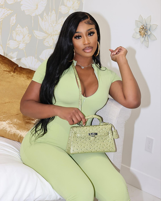 Short Sleeve Solid Color Women Fashion Summer Jumpsuit S-2XL