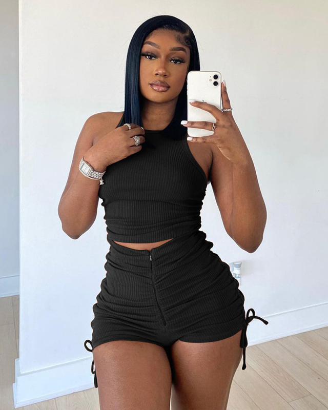 Sleeveless Women Summer Girl Two Piece Summer Set
