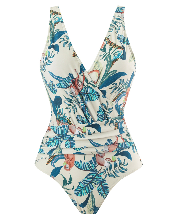 Boho Summer Sexy Printed V Neck Cover Up Two-piece Swimsuit S-XL