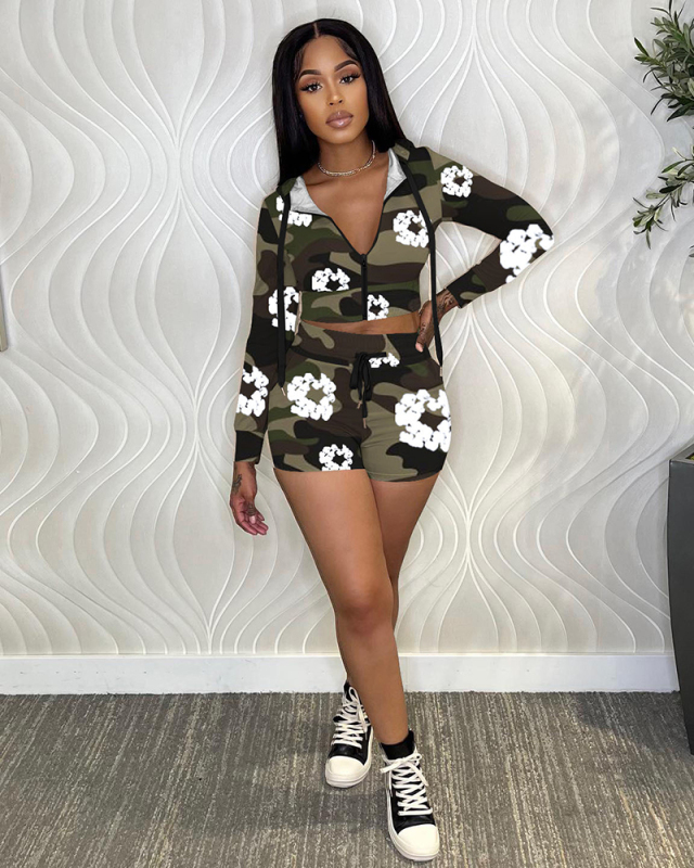 Long Sleeve Tops With Shorts Two Piece Outfits S-XXL