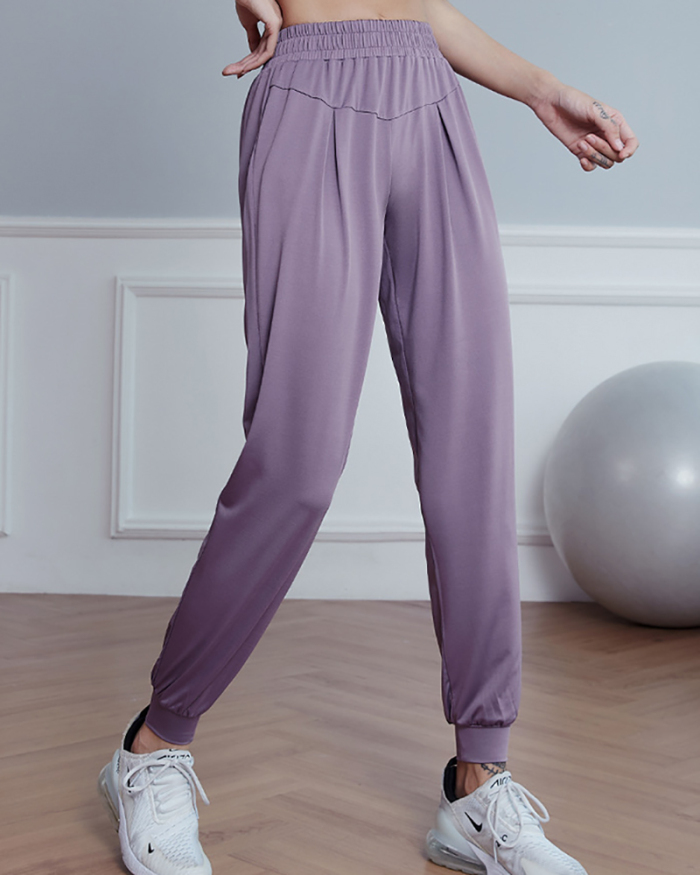 Quick Dry Loose Running Solid Color High Elastic Trousers Black Gray Blue Purple S-XL