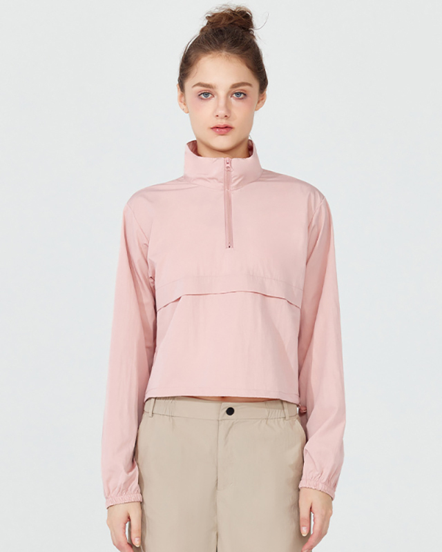 Yoga Long Sleeve Zipper Neck Sunscreen Loose Outdoor Activewear Top S-XL