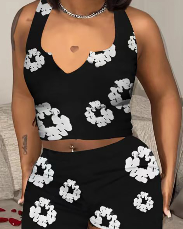 Floral Printed Women Summer Two Piece Short Set S-3XL